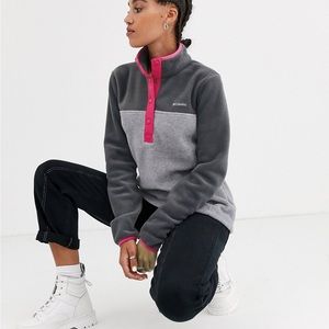 Excellent condition Columbia Benton Springs gray pink sweatshirt pullover sz M